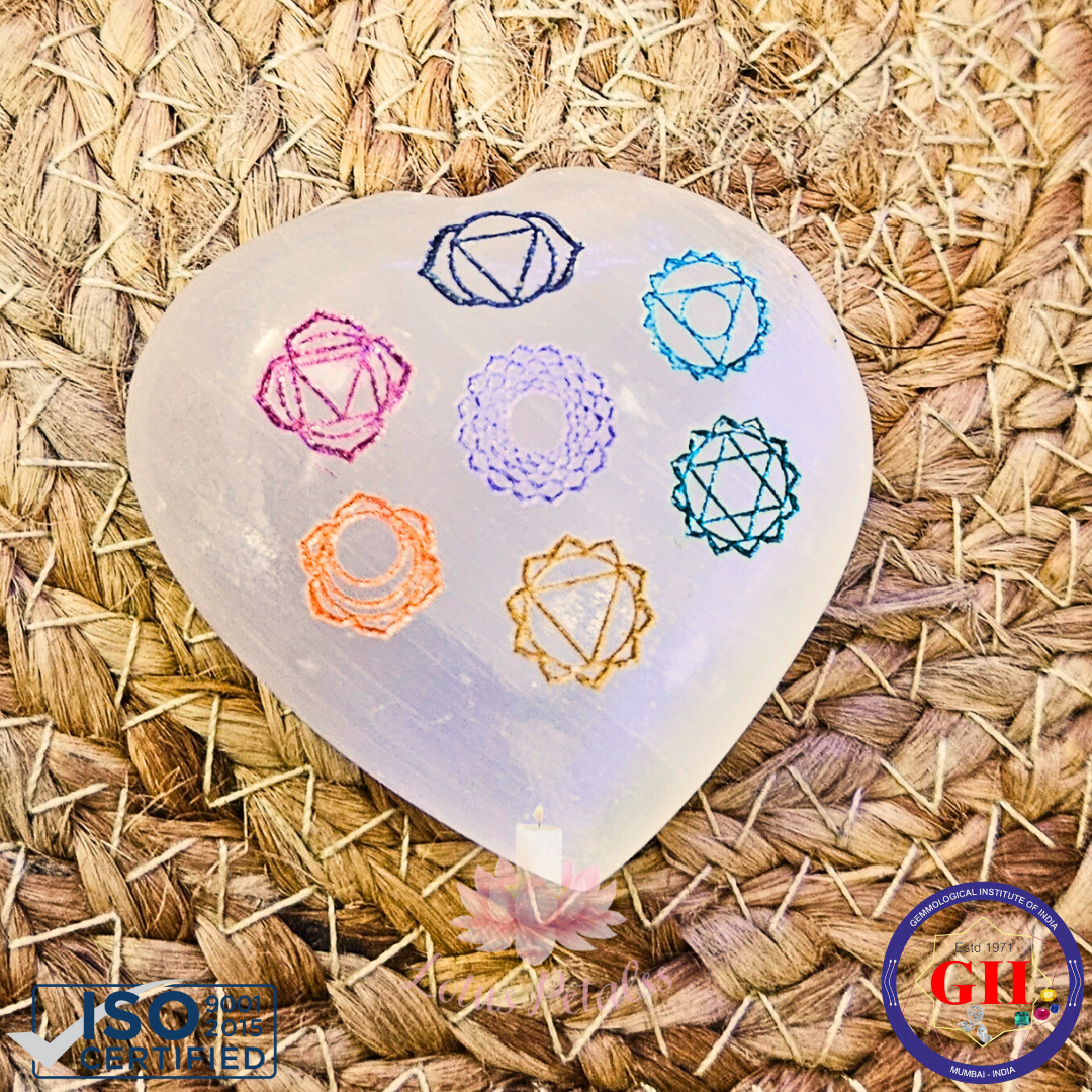 7 Chakra Selenite Puffy Heart