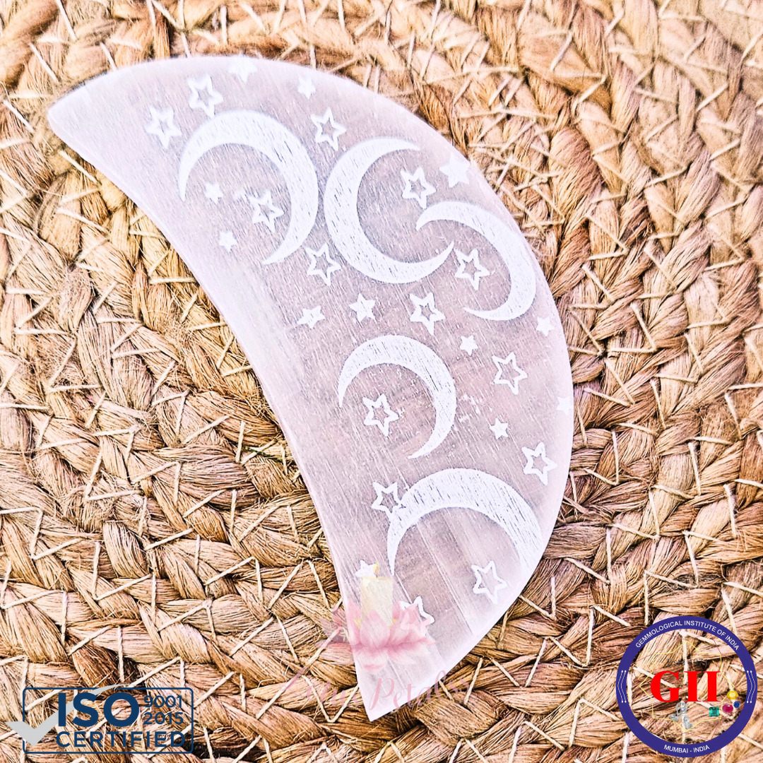 Designer Moon Cut Selenite Plate